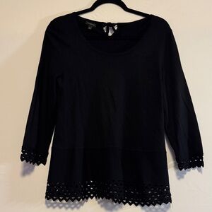 Talbots Black Blouse with Lace Trim